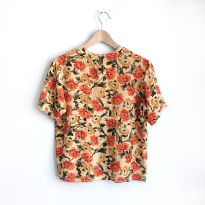Oscar de la Renta vintage silk floral top - size Small