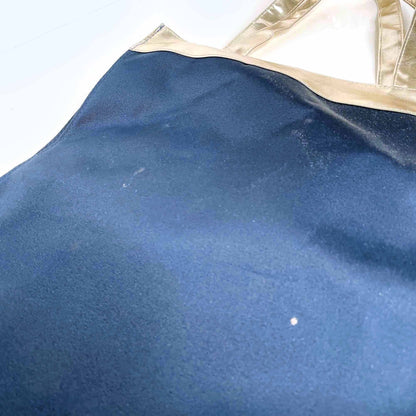 oscar de la renta vinyl tote with gold faux leather trim