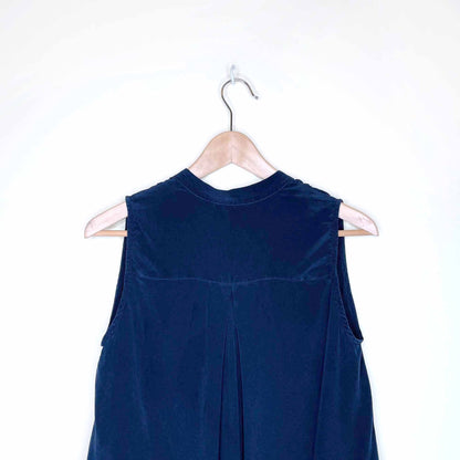 otte navy blue silk ellen summer shirt dress - size small