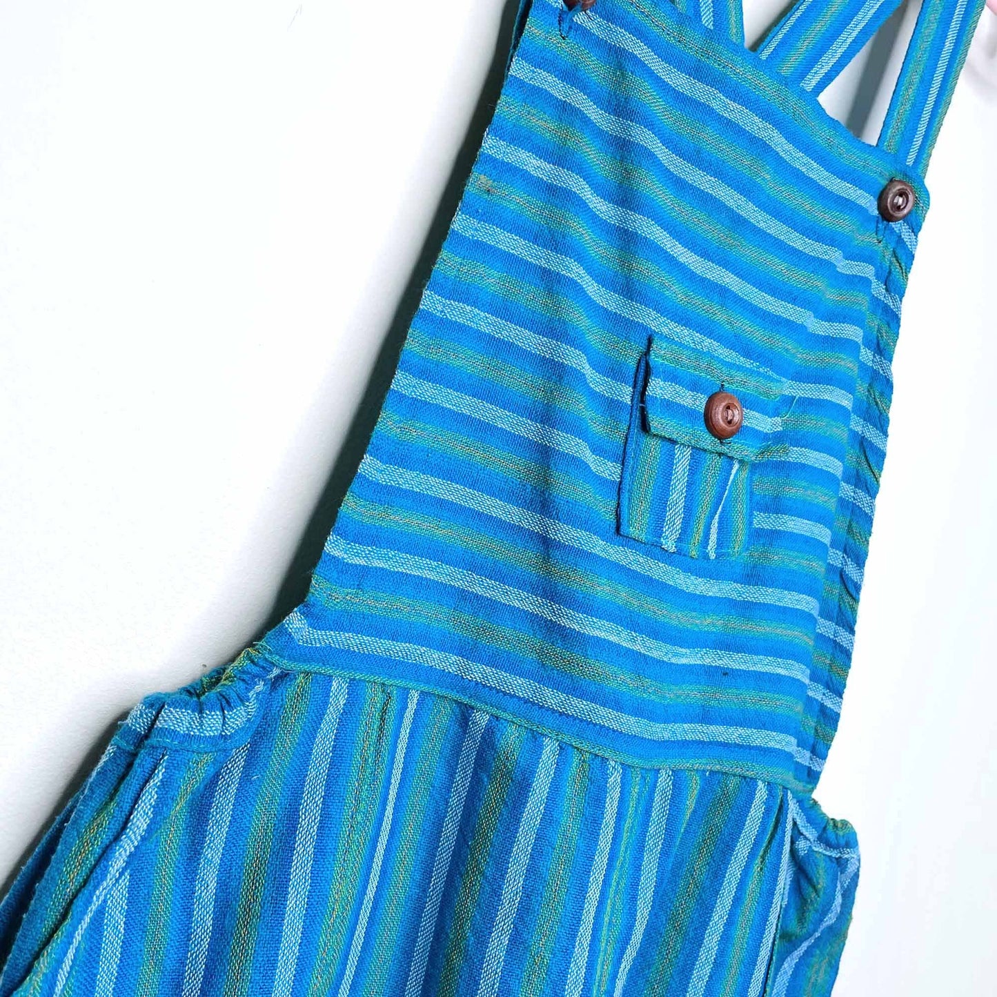 boho striped hand-woven overalls - large