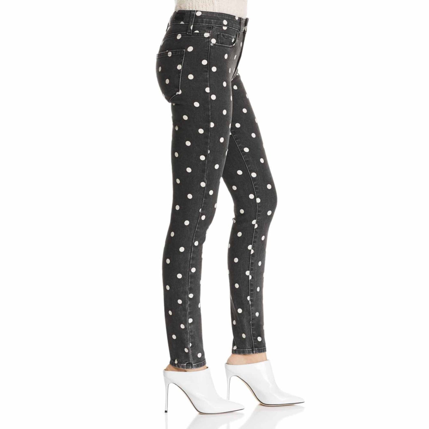 paige polka dot hoxton mid rise ultra skinny jeans - size 31
