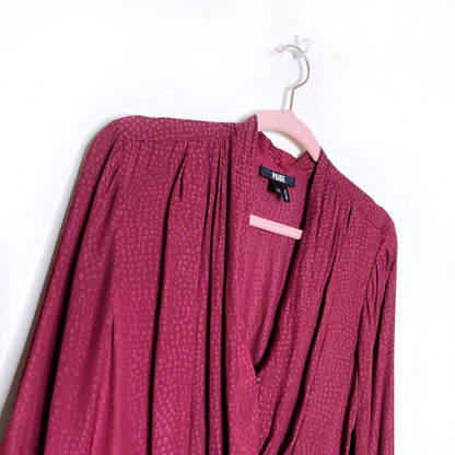 paige sevilla red satin long sleeve wrap dress - size xs