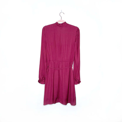 paige sevilla red satin long sleeve wrap dress - size xs