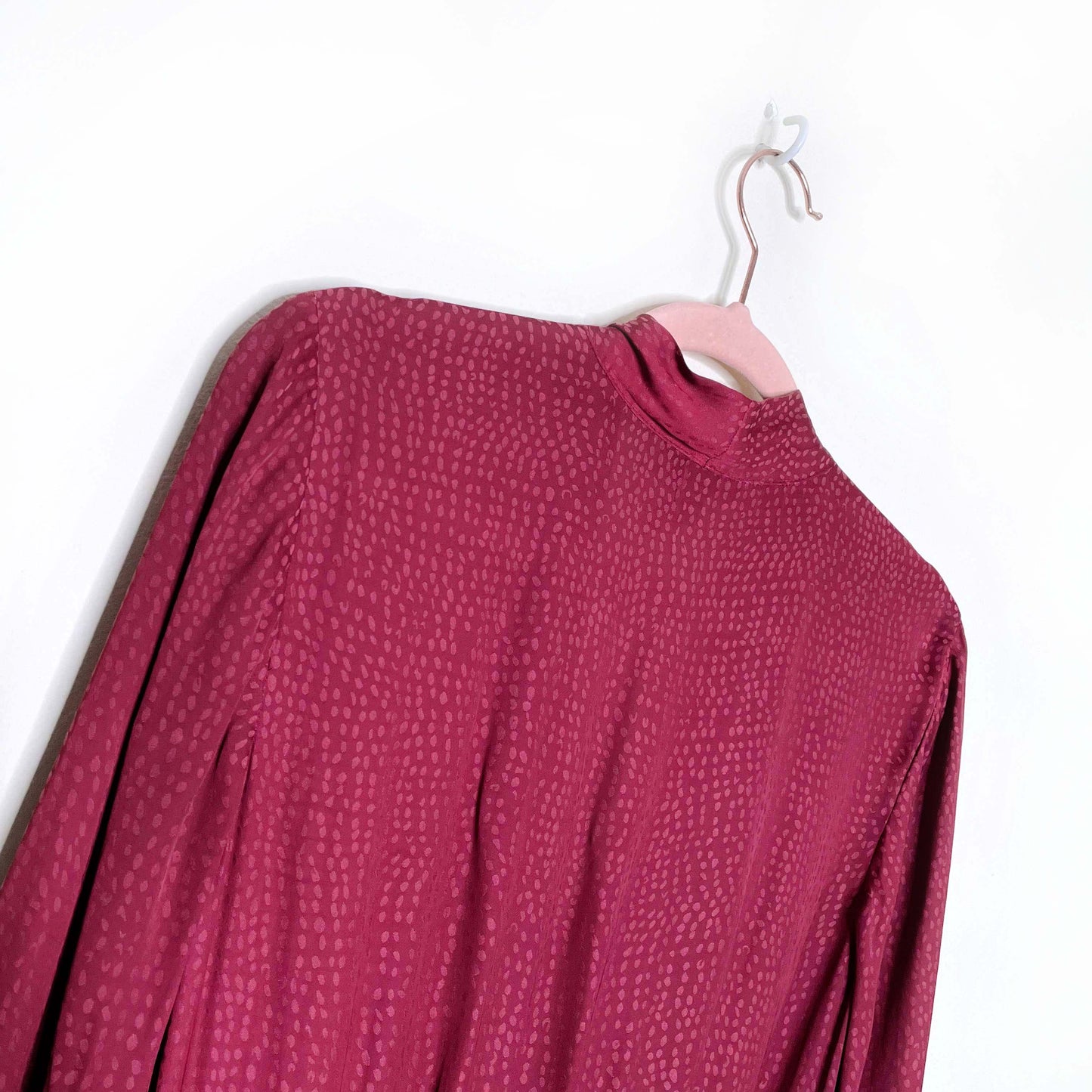 paige sevilla red satin long sleeve wrap dress - size xs