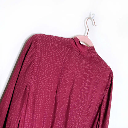 paige sevilla red satin long sleeve wrap dress - size xs