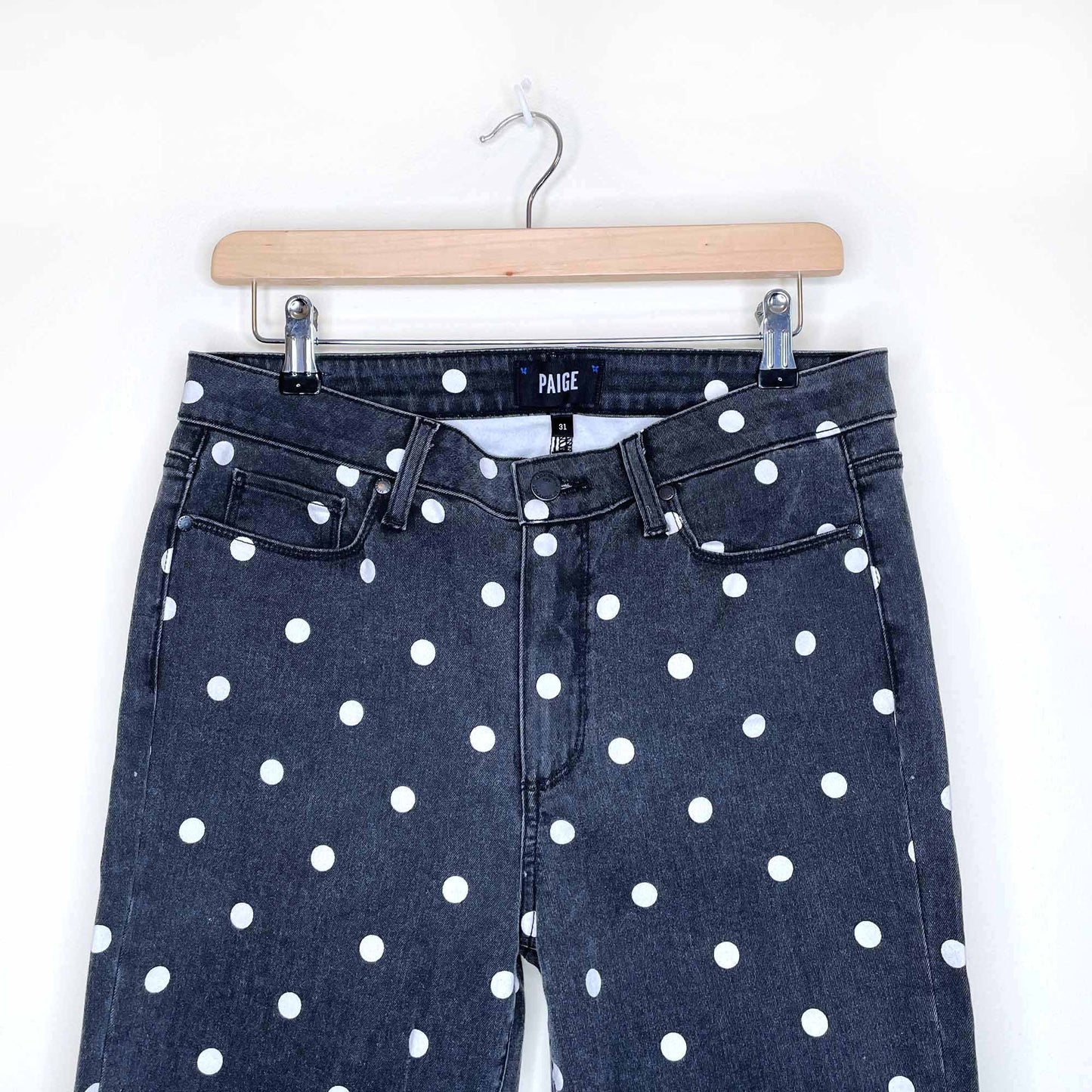 paige polka dot hoxton mid rise ultra skinny jeans - size 31