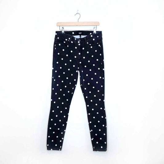 paige polka dot hoxton mid rise ultra skinny jeans - size 31