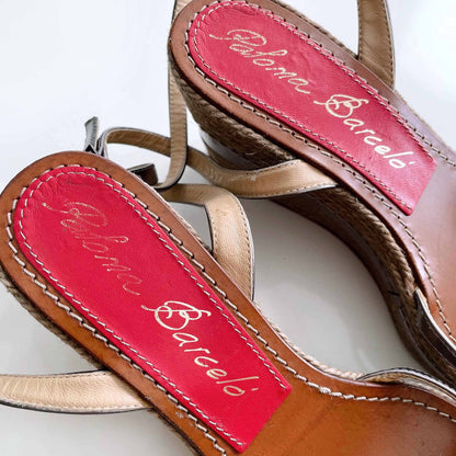 paloma barceló platform wedge espadrilles sandals - size 39