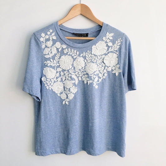 Pankaj and Nidhi Anthropologie Tee with Flower Decal - size Large