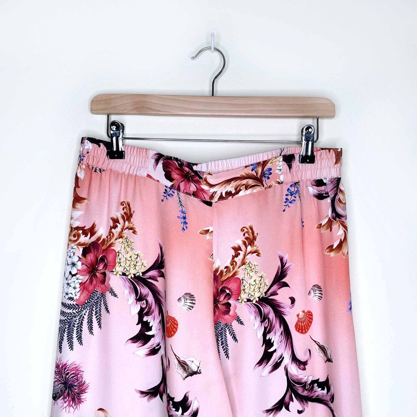 miléa swimwear wide leg high rise floral silk-blend pants - size medium