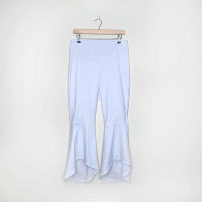 vintage white super flare peplum hem high rise pants - size large