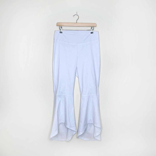 vintage white super flare peplum hem high rise pants - size large