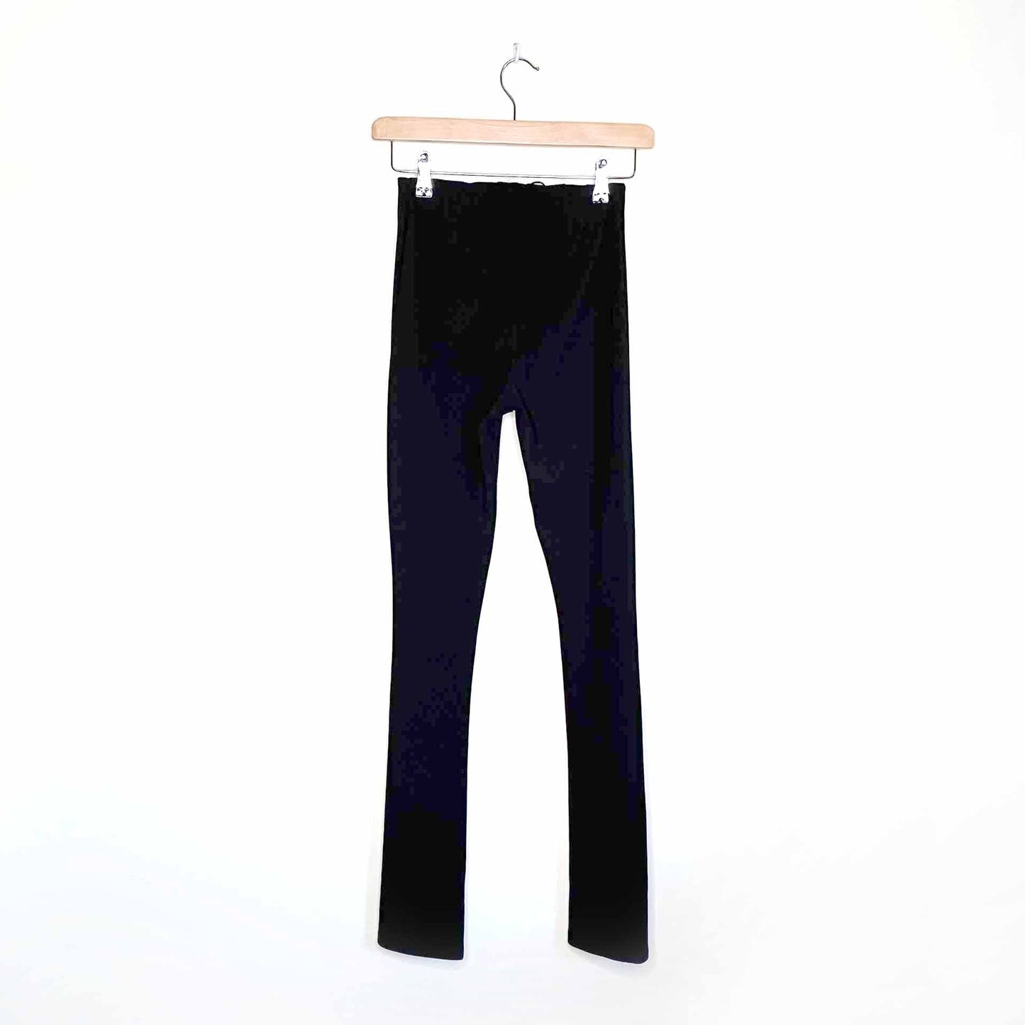 zara high rise front slit hem black leggings - size small