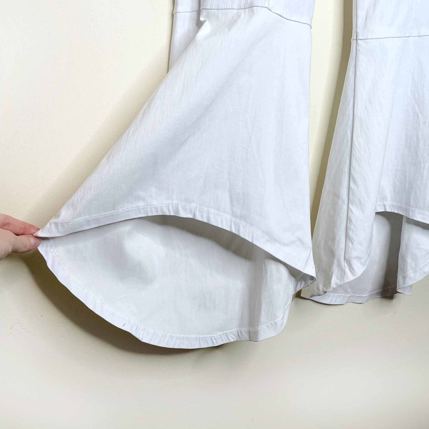 vintage white super flare peplum hem high rise pants - size large