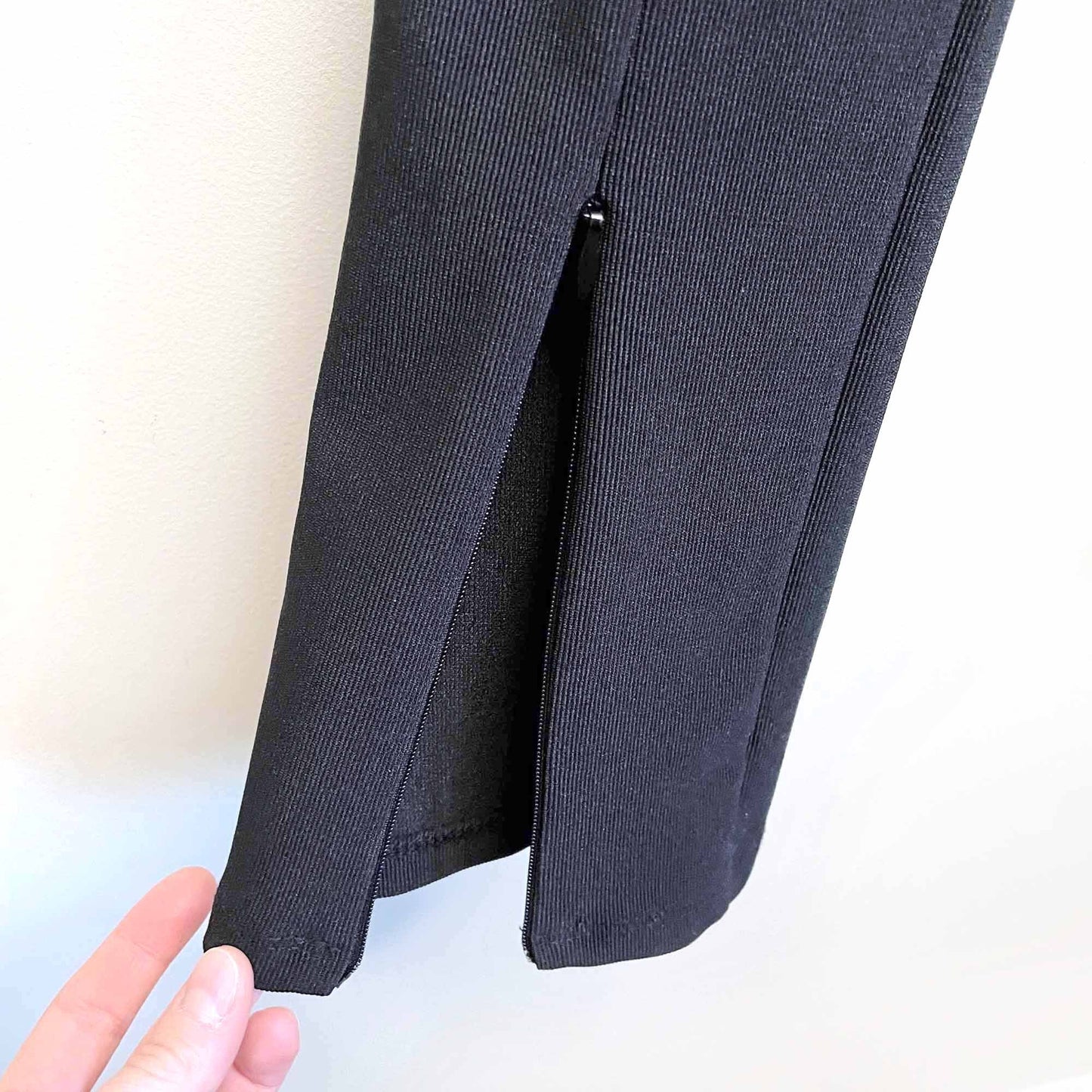 zara high rise front slit hem black leggings - size small