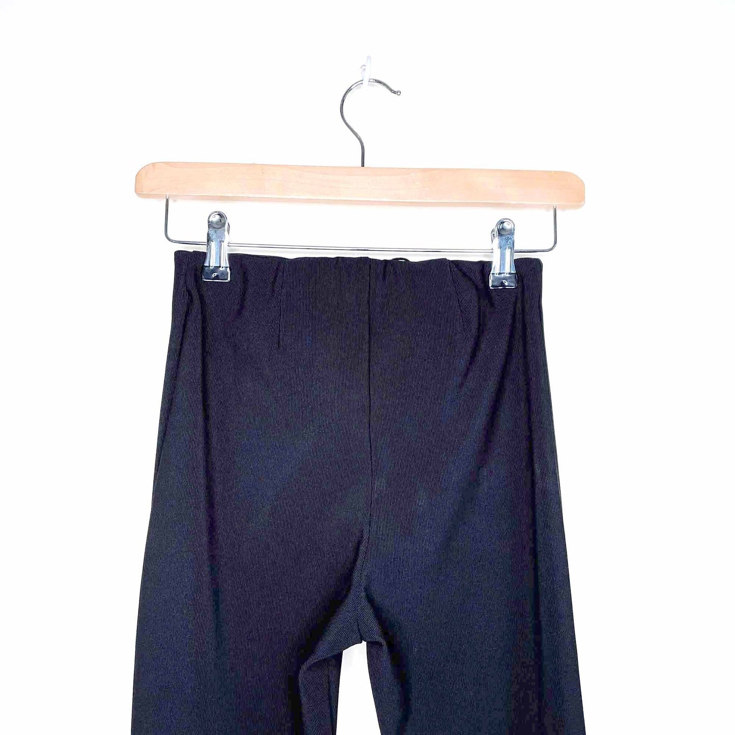 zara high rise front slit hem black leggings - size small