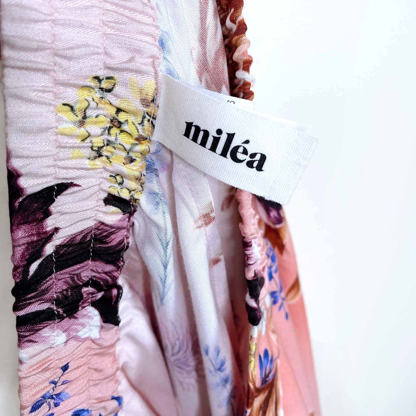 miléa swimwear wide leg high rise floral silk-blend pants - size medium
