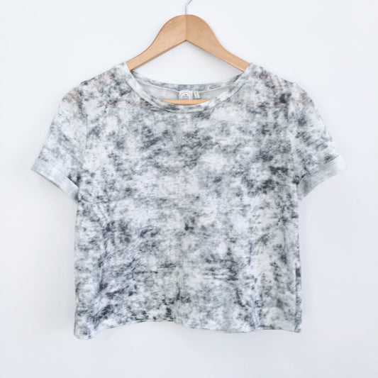 Paper Plane Grey Tie Dye Crop Tee - size xs