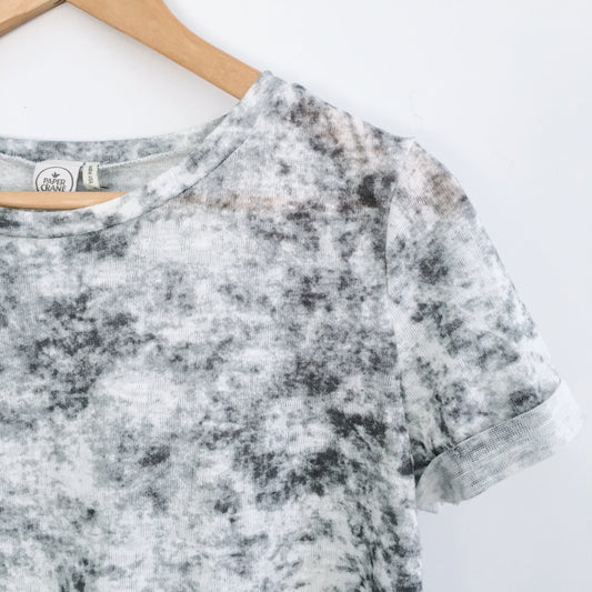 Paper Plane Grey Tie Dye Crop Tee - size xs