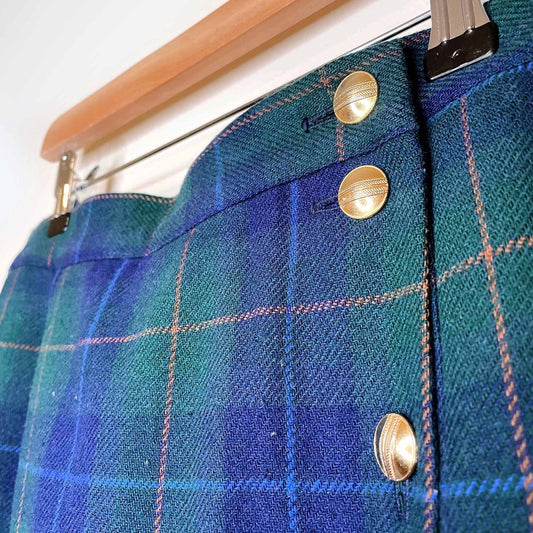 vintage paris star wool-blend plaid tartan midi skirt - size medium
