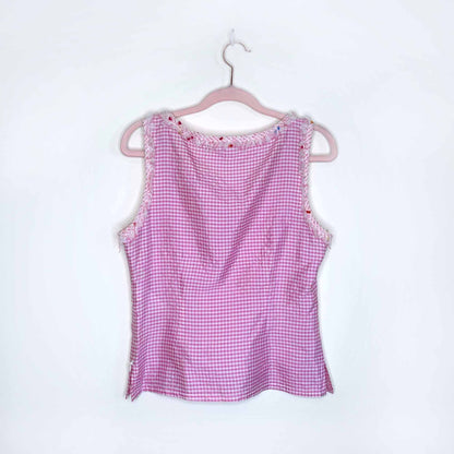 vintage gilles dufour emily in paris silk gingham tank - size 38