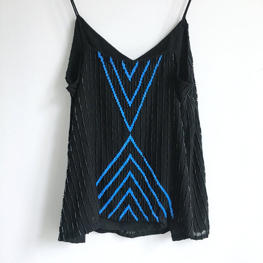 Parker beaded chevron silk tank - size Medium