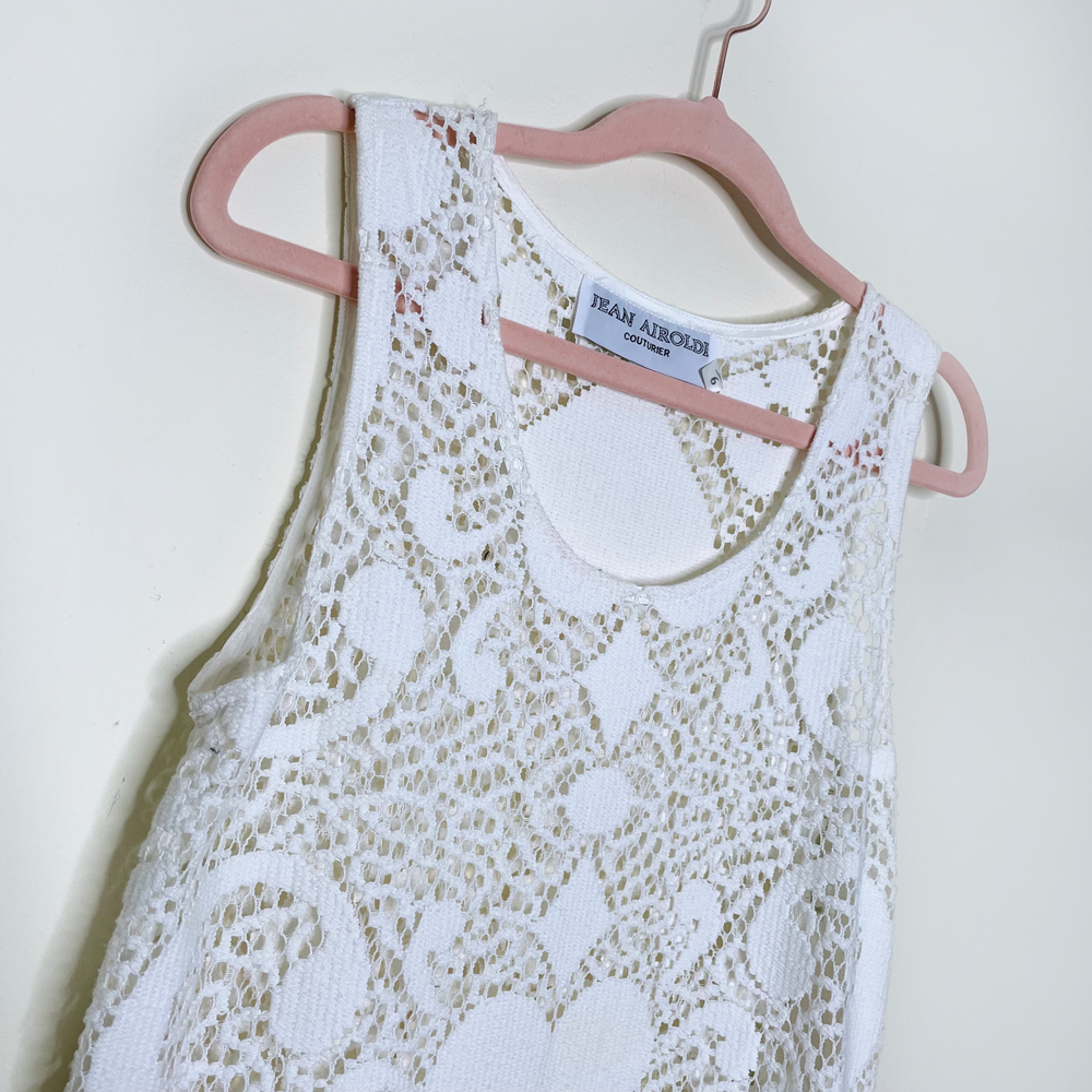 vintage 90s jean airoldi peace fringe crochet festival set - size small