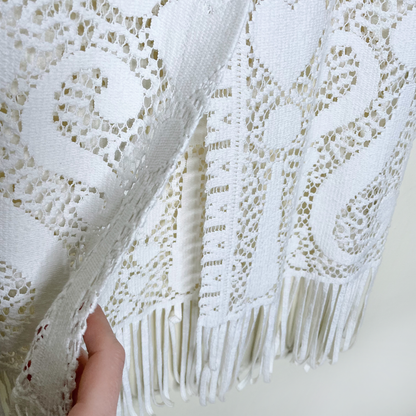 vintage 90s jean airoldi peace fringe crochet festival set - size small