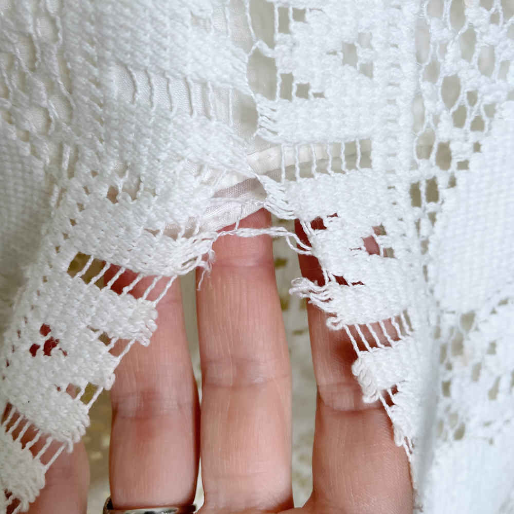 vintage 90s jean airoldi peace fringe crochet festival set - size small