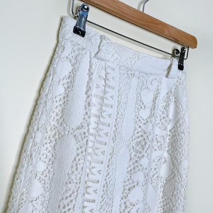 vintage 90s jean airoldi peace fringe crochet festival set - size small