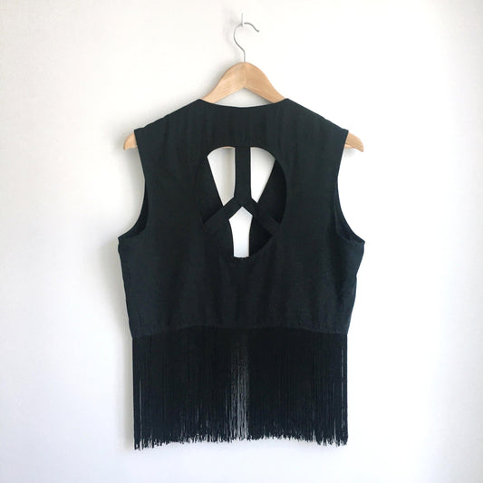 Vintage Le Chateau peace fringe vest - size Large
