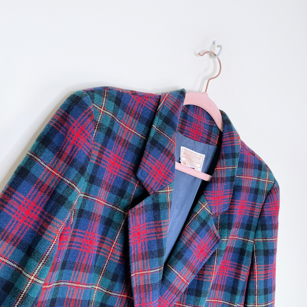 vintage pendleton wool plaid blazer - size 14