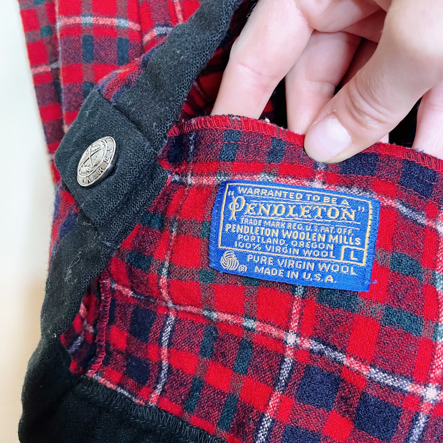 vintage 60's pendleton red plaid wool cardigan jacket - size large