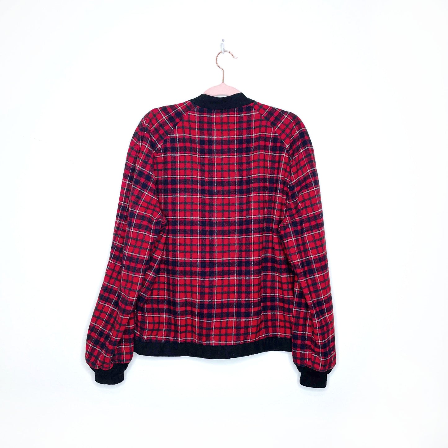 vintage 60's pendleton red plaid wool cardigan jacket - size large