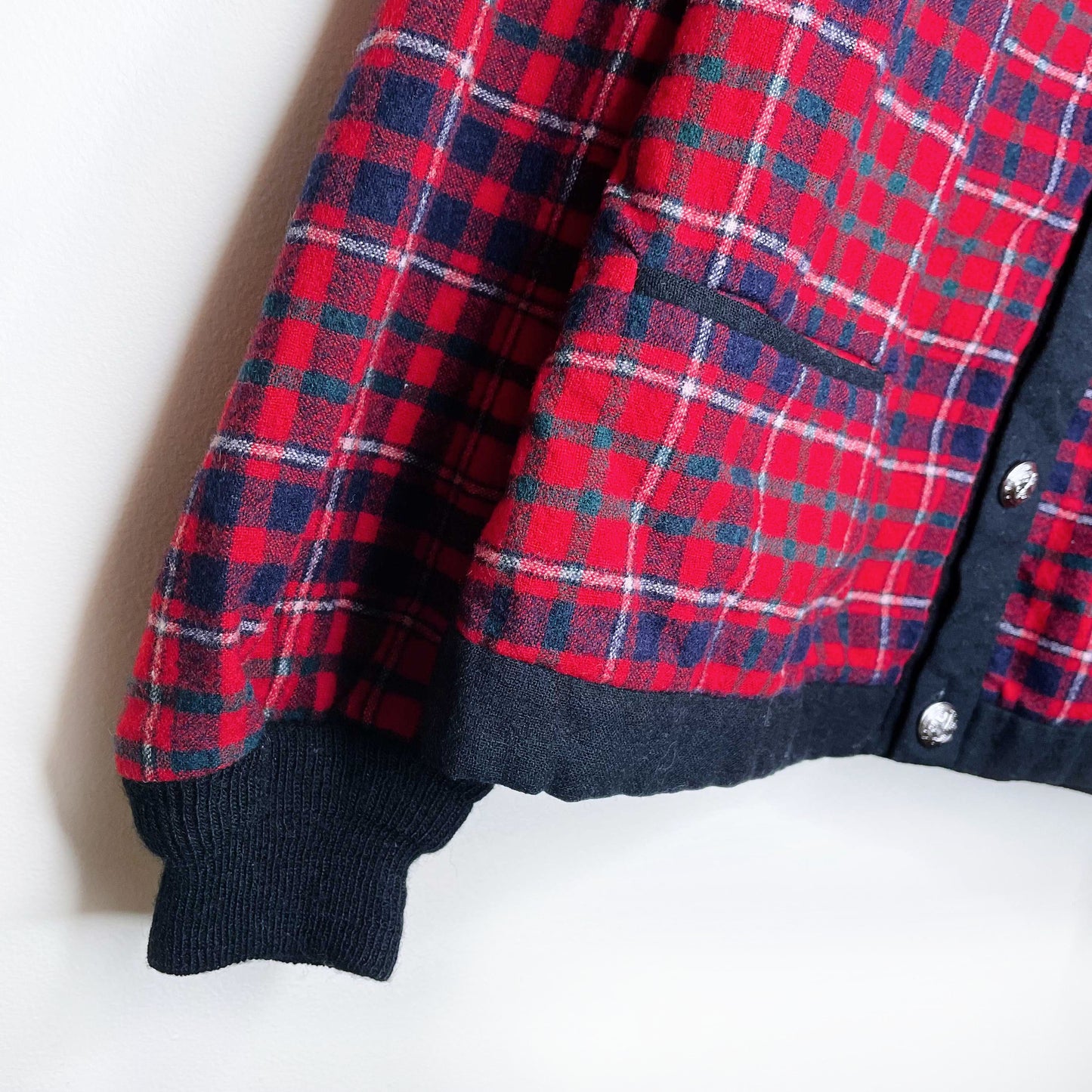 vintage 60's pendleton red plaid wool cardigan jacket - size large