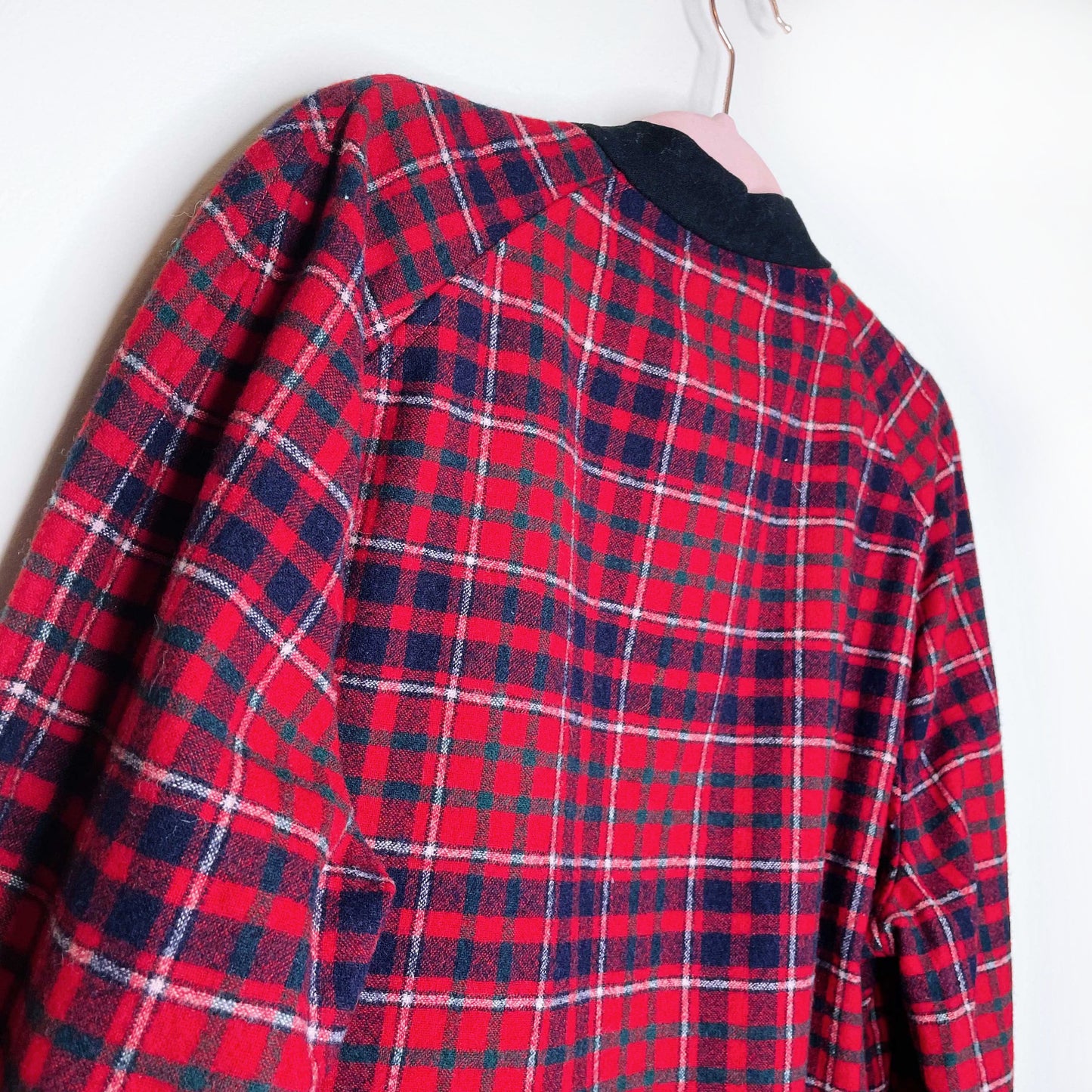 vintage 60's pendleton red plaid wool cardigan jacket - size large