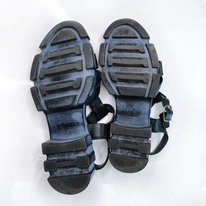 free people black leather brooks fisherman sandals - size 38