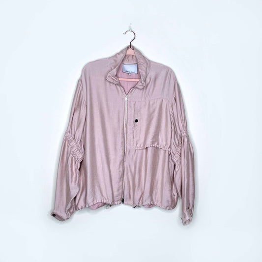 3.1 phillip lim pink ruched gauze utility bomber jacket - size small