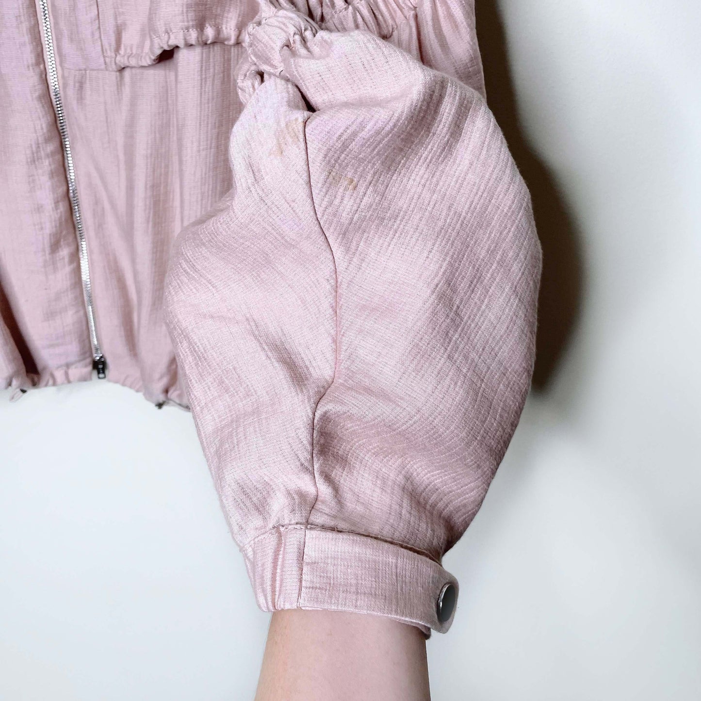 3.1 phillip lim pink ruched gauze utility bomber jacket - size small
