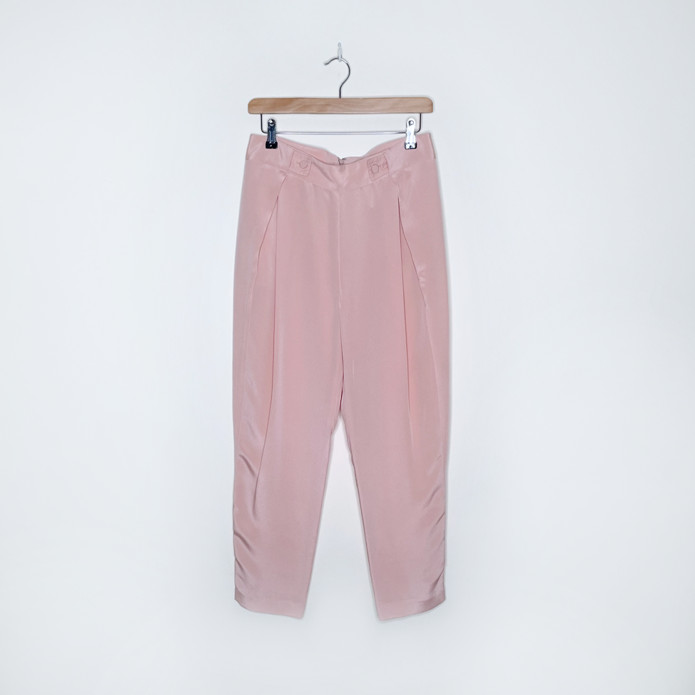 phillip lim pink silk pleated tapered trousers - size 2