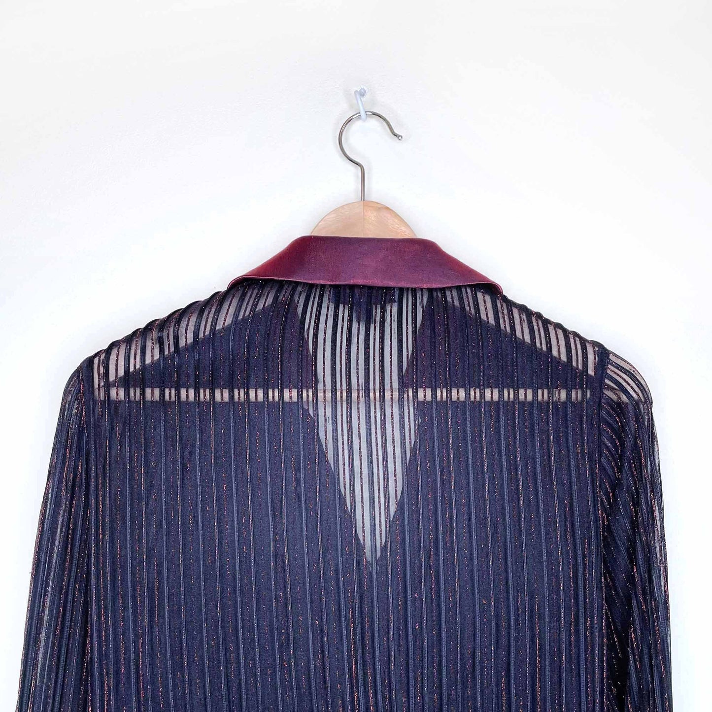 vintage pierre cardin disco metallic chiffon zip-up blouse - size 4