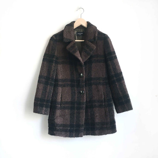 vintage pierre cardin aplaca-wool plaid teddy coat - size small