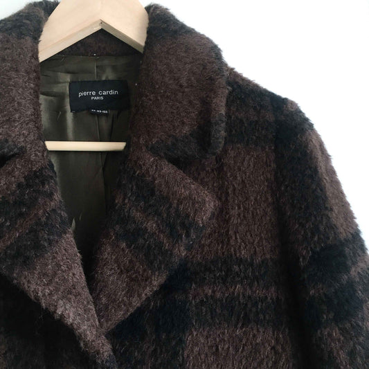 vintage pierre cardin aplaca-wool plaid teddy coat - size small