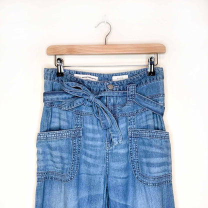 pilcro and the letterpress ultra high rise tie waist wide leg jeans - size 26