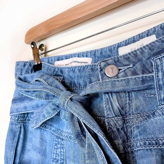 pilcro and the letterpress ultra high rise tie waist wide leg jeans - size 26