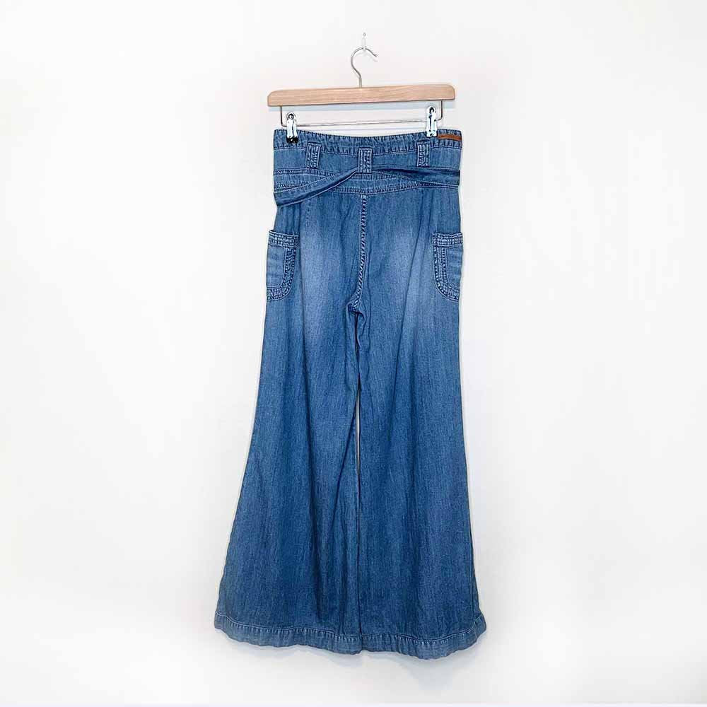 pilcro and the letterpress ultra high rise tie waist wide leg jeans - size 26