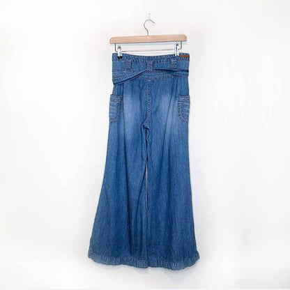 pilcro and the letterpress ultra high rise tie waist wide leg jeans - size 26