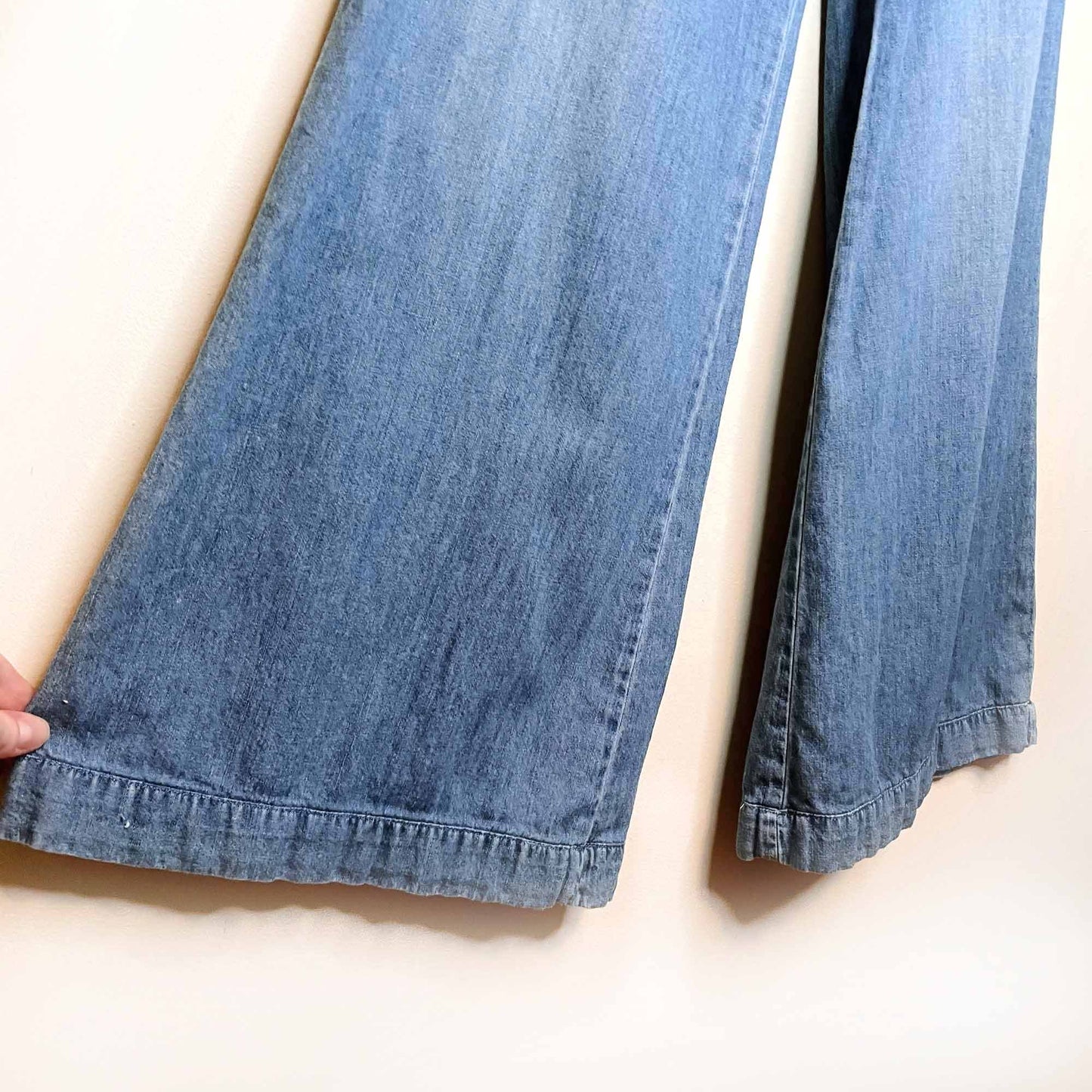 pilcro and the letterpress ultra high rise tie waist wide leg jeans - size 26