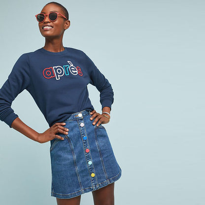 Pilcro Buttondown Denim Skirt - size 2