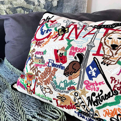 nwt catstudio hand-embroidered canada pillow